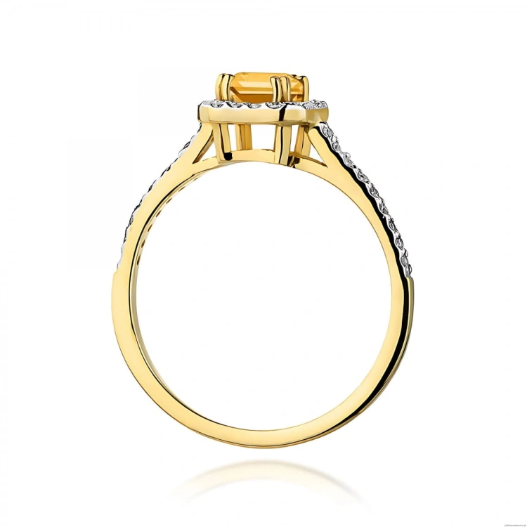 Pierścionek W0422 Cytryn 0,60ct żółte złoto 375
