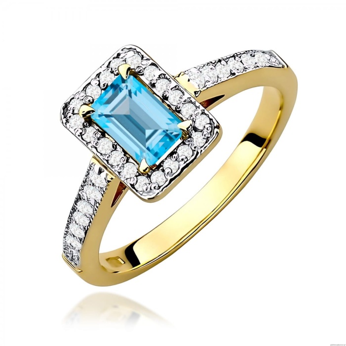 Pierścionek W0422 Topaz Swiss 0,65ct żółte złoto 375