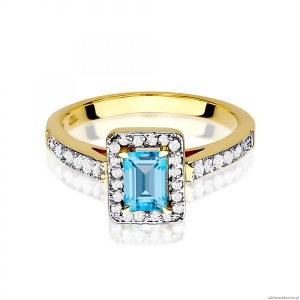 Pierścionek W0422 Topaz Swiss 0,65ct żółte złoto 375