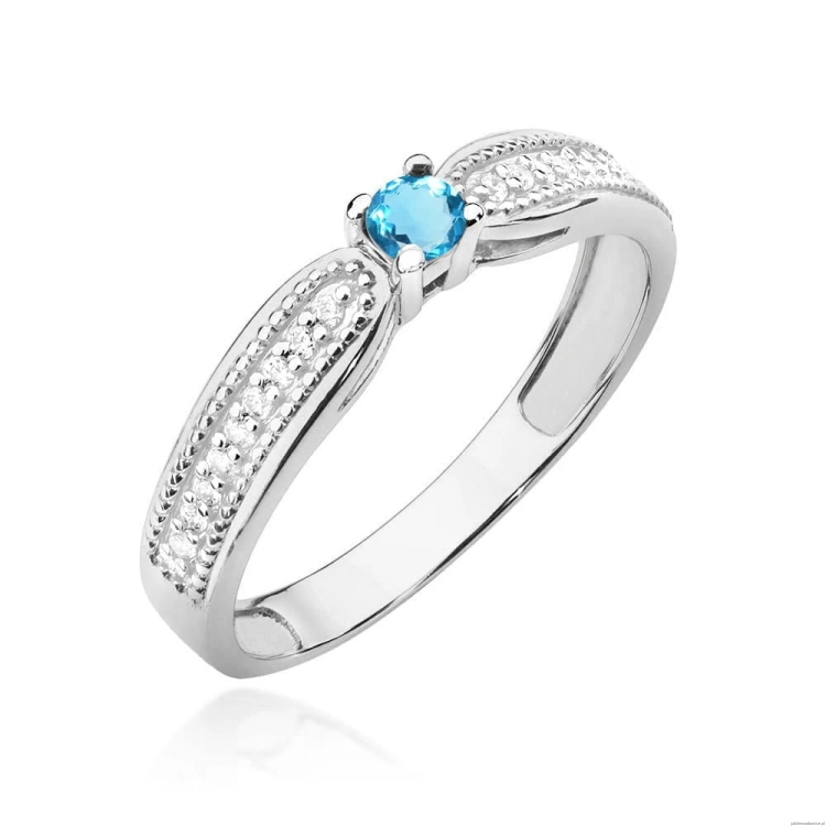 Pierścionek W0449 Topaz Swiss 0,15ct białe złoto 375