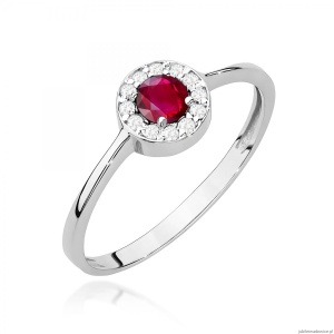 Pierścionek W0616 Rubin 0,30ct białe złoto 375