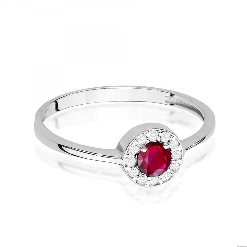 Pierścionek W0616 Rubin 0,30ct białe złoto 375