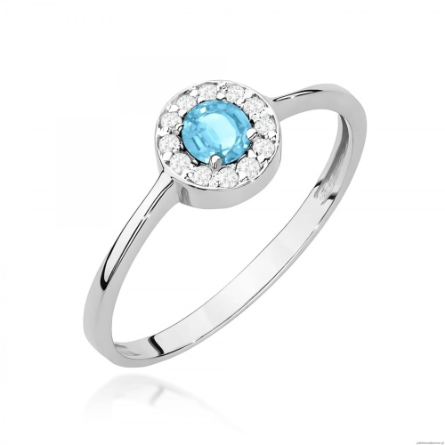 Pierścionek W0616 Topaz Swiss 0,25ct białe złoto 375