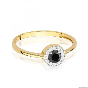 Pierścionek W0616 Czarny Diament 0,30ct żółte złoto 375