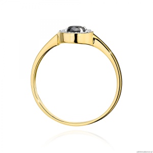 Pierścionek W0616 Czarny Diament 0,30ct żółte złoto 375