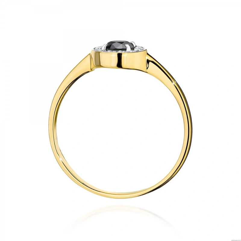 Pierścionek W0616 Czarny Diament 0,30ct żółte złoto 375
