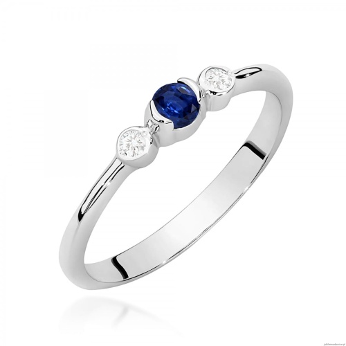 Pierścionek W0620 Szafir 0,15ct białe złoto 375