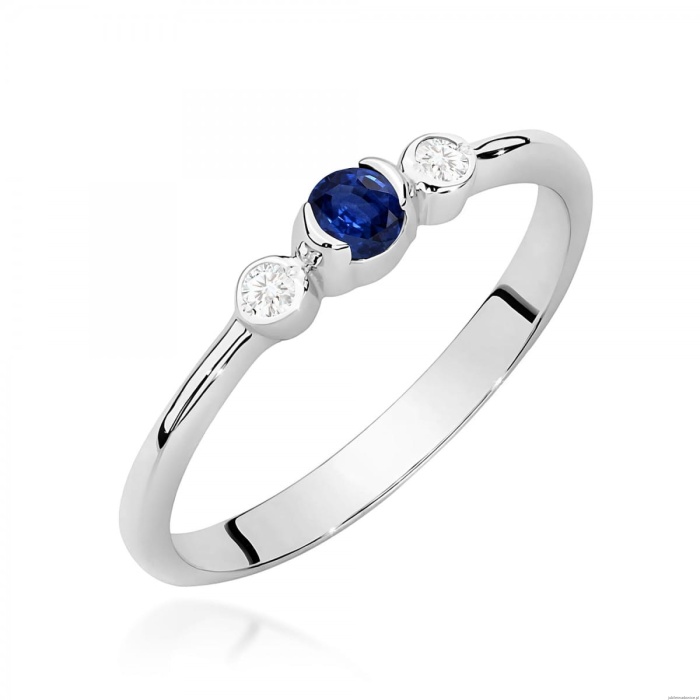 Pierścionek W0620 Szafir 0,15ct białe złoto 375