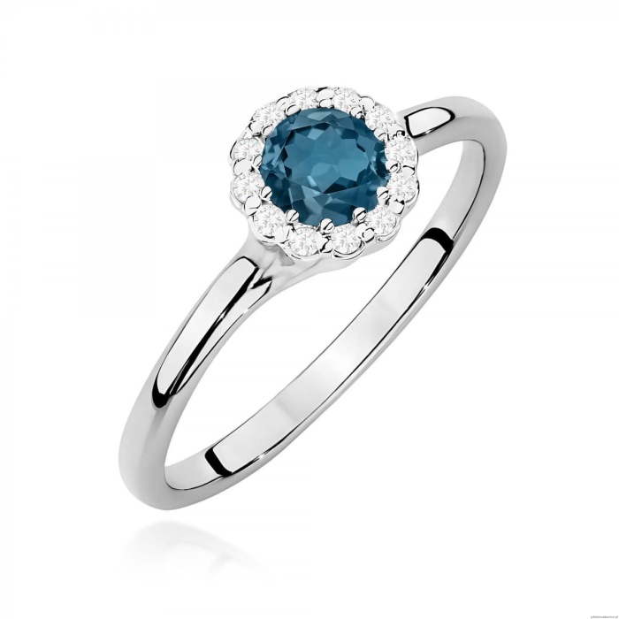 Pierścionek W0622 Topaz London Blue 0,50ct białe złoto 375