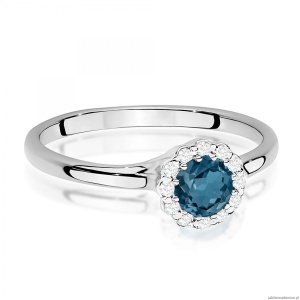Pierścionek W0622 Topaz London Blue 0,50ct białe złoto 375