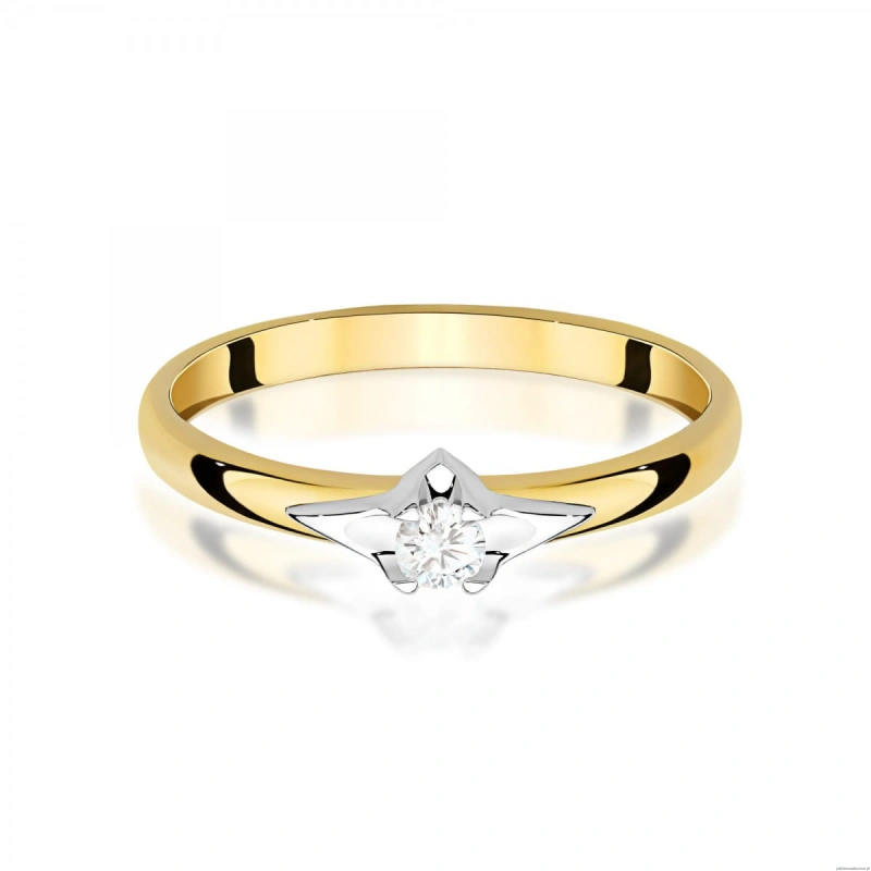 Pierścionek W0666 z diamentami żółte złoto 375