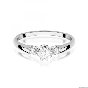 Pierścionek W0667 z diamentami białe złoto 375