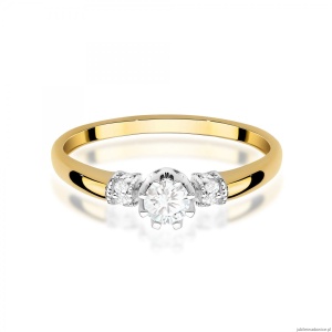 Pierścionek W0667 z diamentami żółte złoto 375