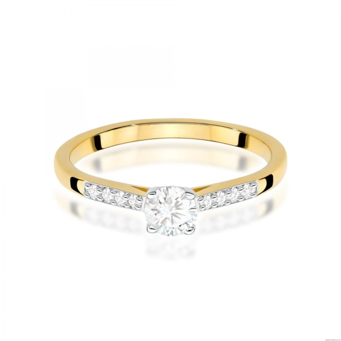 Pierścionek W0668 z diamentami żółte złoto 375