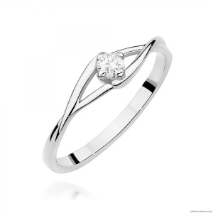 Pierścionek W0669 Diament 0,10ct białe złoto 375