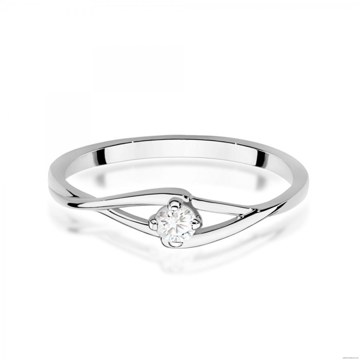 Pierścionek W0669 Diament 0,10ct białe złoto 375