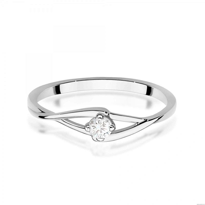 Pierścionek W0669 Diament 0,10ct białe złoto 375