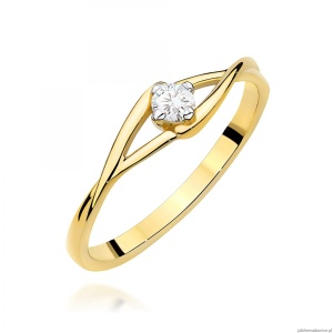Pierścionek W0669 Diament 0,10ct żółte złoto 375
