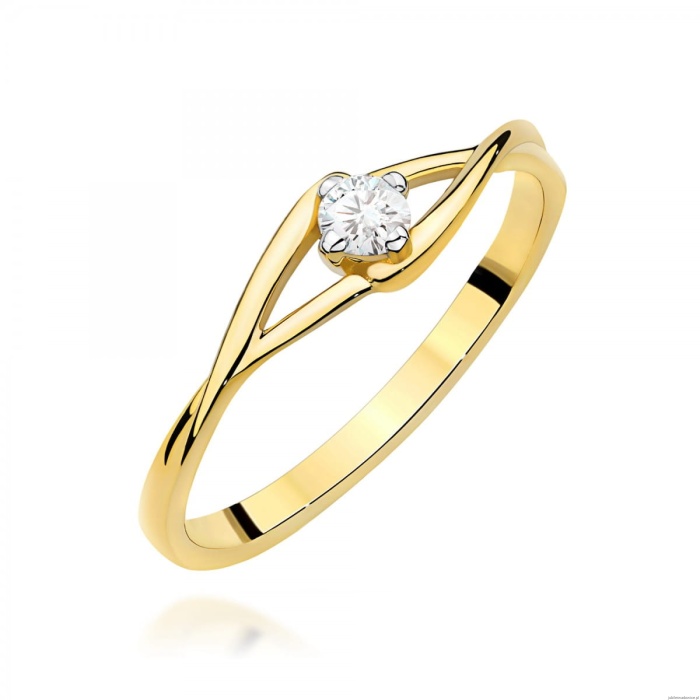 Pierścionek W0669 Diament 0,10ct żółte złoto 375