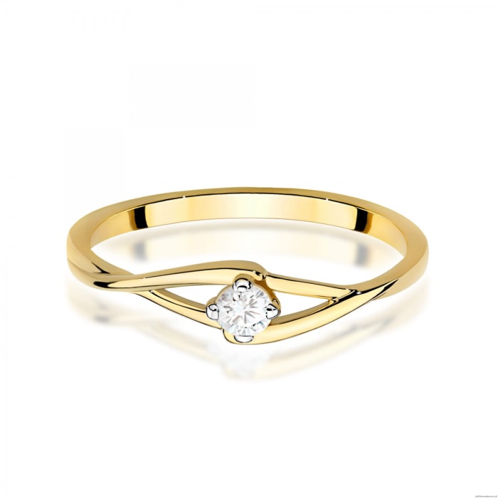 Pierścionek W0669 Diament 0,10ct żółte złoto 375