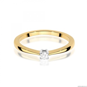 Pierścionek W0670 Diament 0,05ct żółte złoto 375