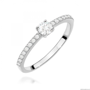 Pierścionek W0671 z diamentami białe złoto 375