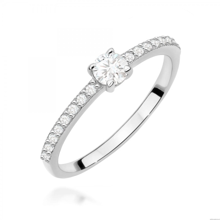 Pierścionek W0671 z diamentami białe złoto 375