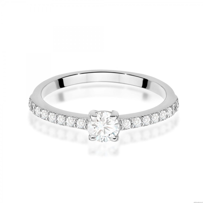 Pierścionek W0671 z diamentami białe złoto 375