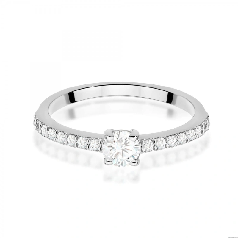 Pierścionek W0671 z diamentami białe złoto 375