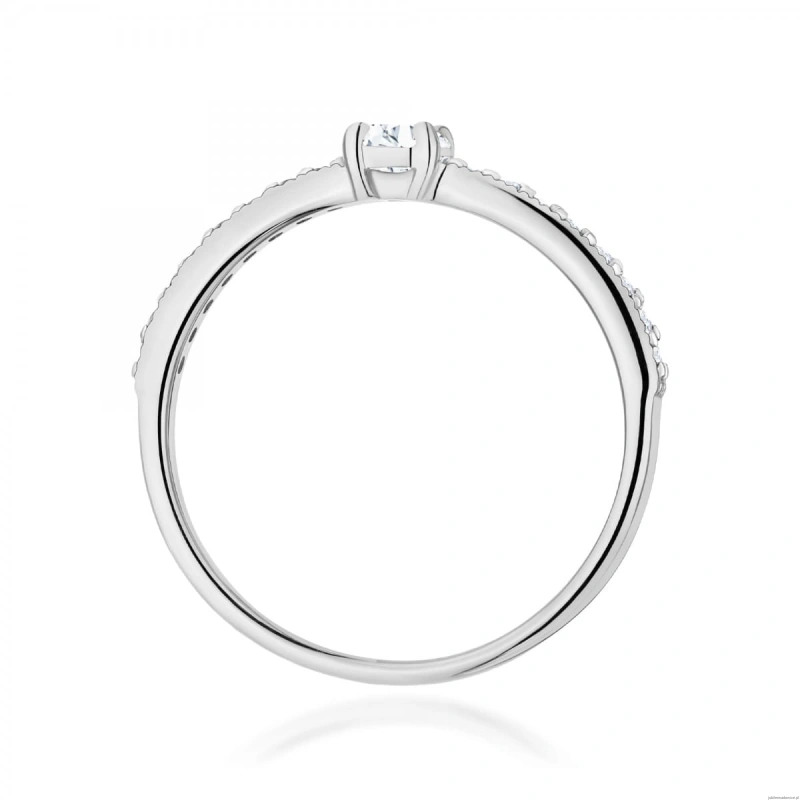 Pierścionek W0671 z diamentami białe złoto 375