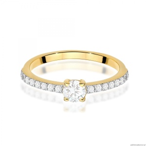Pierścionek W0671 z diamentami żółte złoto 375
