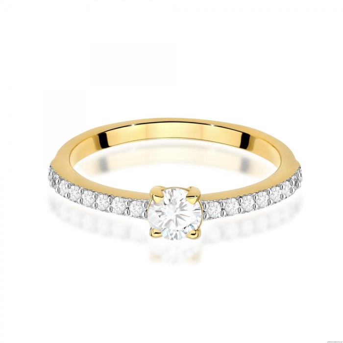 Pierścionek W0671 z diamentami żółte złoto 375