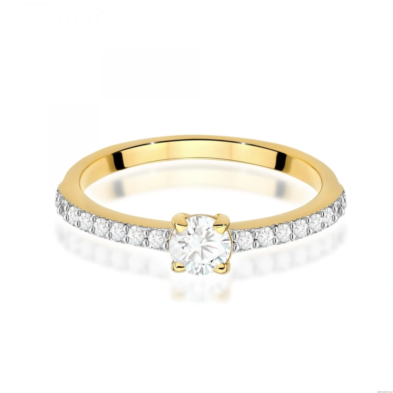 Pierścionek W0671 z diamentami żółte złoto 375