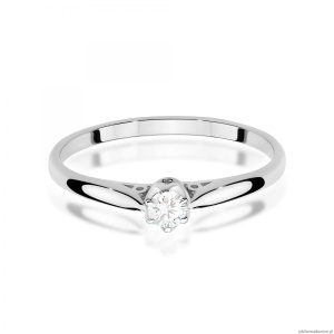 Pierścionek W0672 z diamentem 0,10ct białe złoto 375