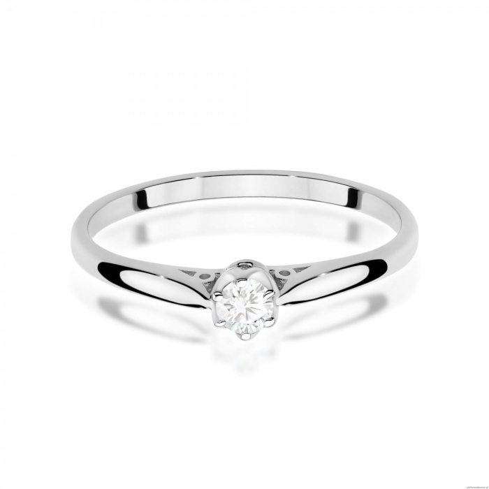 Pierścionek W0672 z diamentem 0,10ct białe złoto 375
