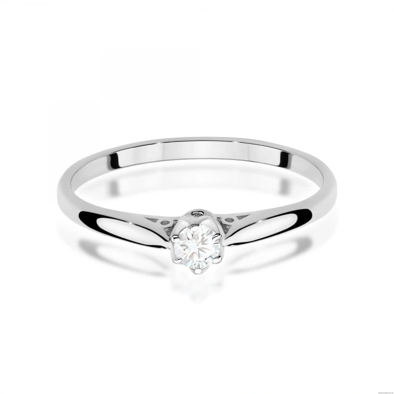 Pierścionek W0672 z diamentem 0,10ct białe złoto 375