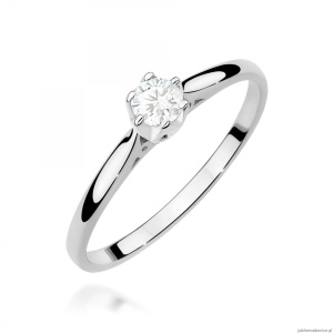 Pierścionek W0672 z diamentem 0,18ct białe złoto 375