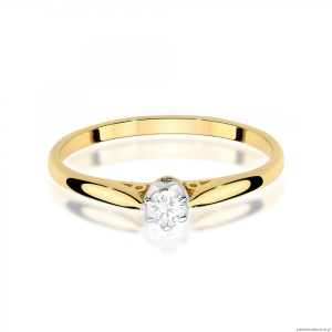 Pierścionek W0672 z diamentem 0,10ct żółte złoto 375