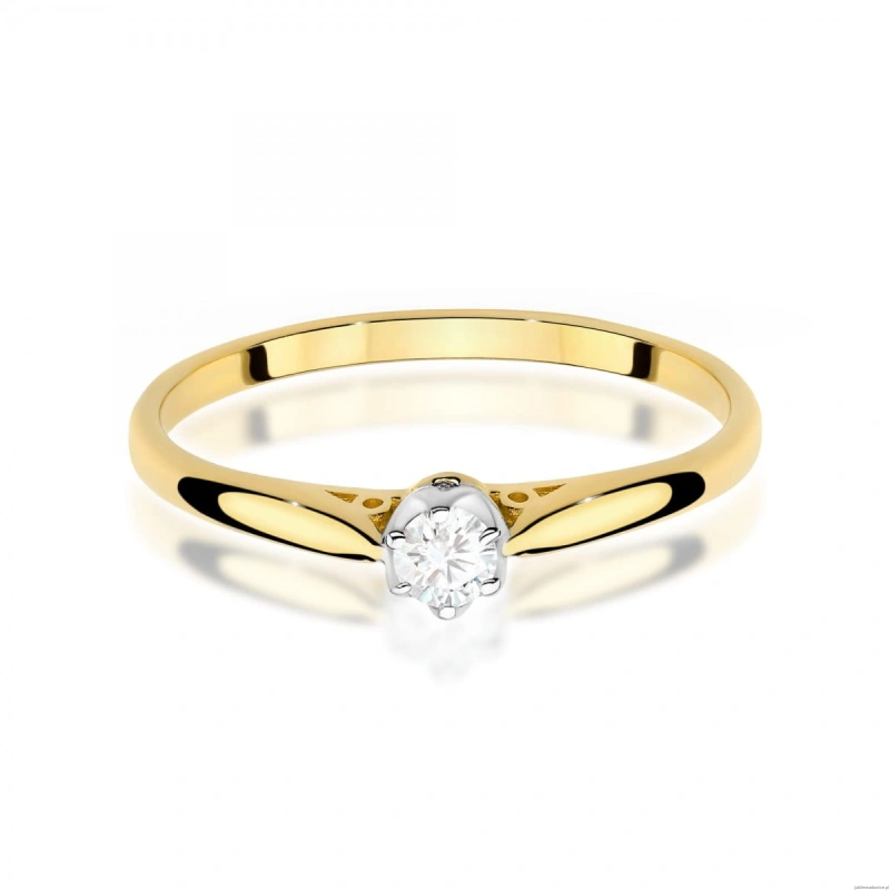 Pierścionek W0672 z diamentem 0,10ct żółte złoto 375
