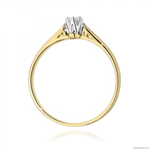 Pierścionek W0672 z diamentem 0,10ct żółte złoto 375
