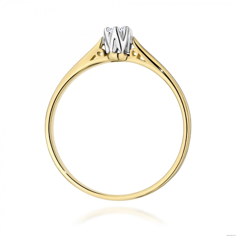 Pierścionek W0672 z diamentem 0,10ct żółte złoto 375
