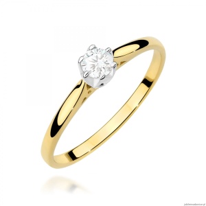Pierścionek W0672 z diamentem 0,18ct żółte złoto 375