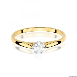 Pierścionek W0672 z diamentem 0,18ct żółte złoto 375