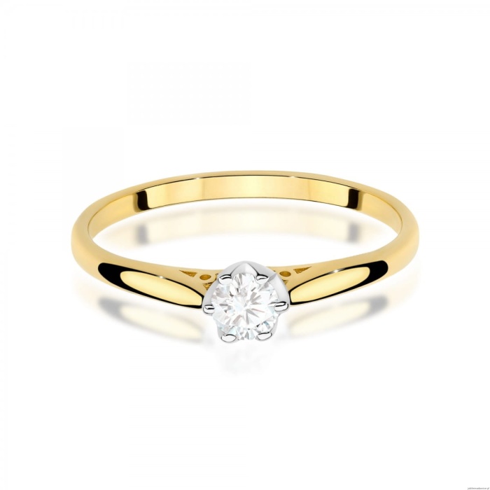 Pierścionek W0672 z diamentem 0,18ct żółte złoto 375