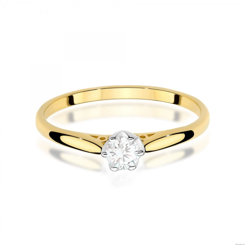 Pierścionek W0672 z diamentem 0,18ct żółte złoto 375