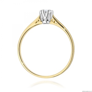 Pierścionek W0672 z diamentem 0,18ct żółte złoto 375
