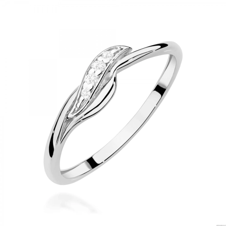 Pierścionek W0673 z diamentami białe złoto 375