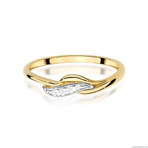 Pierścionek W0673 z diamentami żółte złoto 375