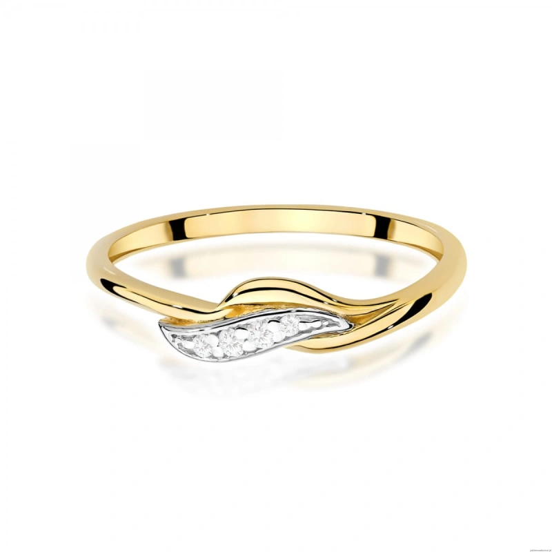 Pierścionek W0673 z diamentami żółte złoto 375
