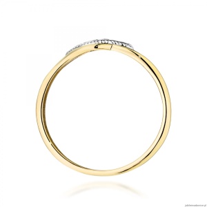 Pierścionek W0673 z diamentami żółte złoto 375